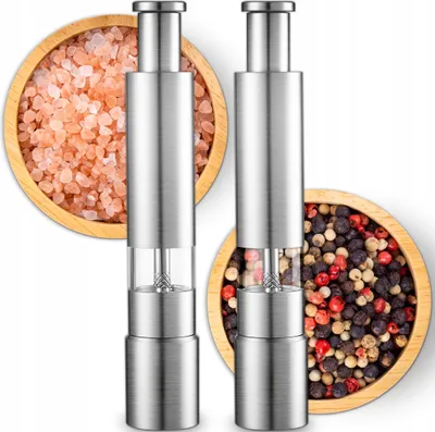 Obrázek produktu pro Kuketo | Sada mlýnků na koření - 2 kusy - Nerezová ocel - Moderní design - Snadné použití