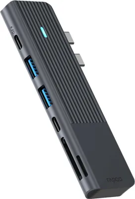 Obrázok produktu pre Rapoo UCM-2003, USB Typ-C, HDMI, USB 3.2 Gen 1 (3.1 Gen 1), USB Typ-C, Samec, Čierna, 7,5 W, 5 V