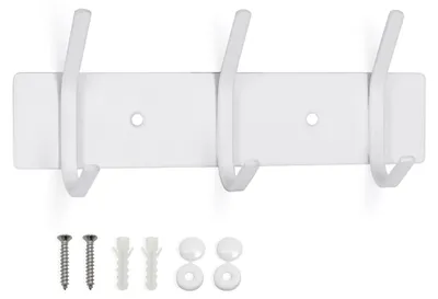 Image de Crochets muraux, portemanteau en métal, portemanteau mural en acier inoxydable, portemanteau pour armoire, portemanteau pour chambre à coucher, salle de bains, cuisine, crochets à vêtements, porte-vêtements (blanc, 3 crochets)