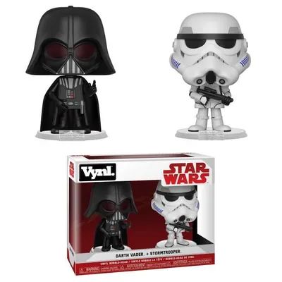Immagine prodotto di Funko Star Wars VYNL - Set doppio di figurine in vinile: Darth Vader e Stormtrooper, 10 cm, FK31616