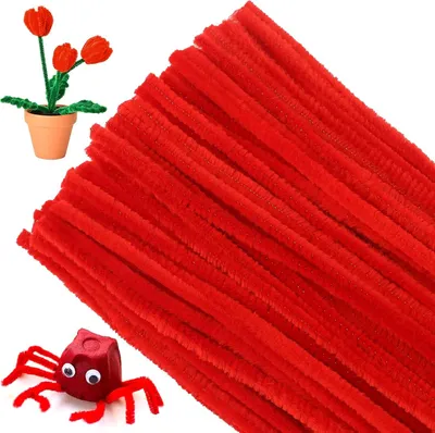 Produktbild von Rot Pfeifenreiniger 8mm, 100 Stš¹ck Pfeifenputzer zum Basteln, Pfeifenputzer fš¹r Blumen Pfeifenreiniger, 30cm Chenilledraht fš¹r Kinder zum Basteln und Dekorieren