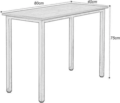 Zdjęcie produktu dla Kompaktowe biurko z drewna tekowego w kolorze czarnym, 80 x 40 x 75 cm, drewno i metal