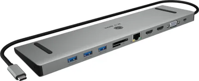 Produktbild von ICY BOX DockingStation 11-in-1, Notebook, Kabelgebunden, USB 3.2 Gen 1 (3.1 Gen 1) Type-C, 100 W, 3,5 mm, 10,100,1000 Mbit/s, Anthrazit, Schwarz