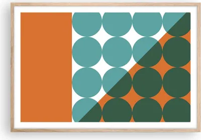 Produktbild von Gerahmtes Poster - Rahmen in heller Eiche - Koliken Türkis Orange - 91,5x61 cm - Wand Bild - Wanddeko - Wandbilder - Kunstposter - Wandposter - Bilderrahmen - Bilder - Kunstdruck - P2NAA91x61-4606
