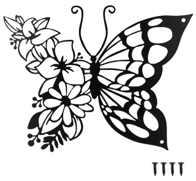 Metall-Wanddekoration Schmetterling, schwarz, 27,5x12,8 cm