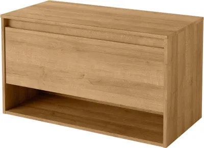 Produktbild von Fackelmann Badmöbel Natura Braun 93,4 x 52,3 x 45,5 cm, Soft-Close-System, ohne Beckenausschnitt, Asteiche-Optik, vormontiert, für Aufsatzwaschbecken
