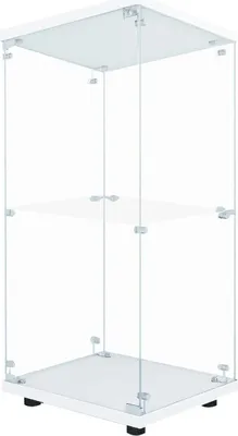 Produktbild von Glasvitrine - Standvitrine - LED-Beleuchtung - 2 Böden 1 Tür - Wohnzimmerschrank - 86×40×36,5 cm - Weiß
