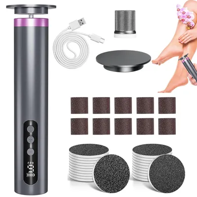 Produktbild von 2-in-1 Elektrischer Hornhautentferner für die Füße, 9 einstellbare Stufen, Fuß-Hornhautentferner-Pediküre-Set für trockene und rissige Haut (Grau)
