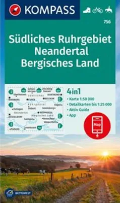 Obrázok produktu pre KOMPASS Turistická mapa 756 Južné Porúrie, Neandertálsko, Bergisches Land 1:50 000