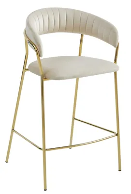 Produktbild von Barhocker 94cm, Beige Ergonomisches Design, Sitz aus Samt, goldene Stahlbeine, perfekt für Küchen und Bars, komfortable Fußstütze, 120 kg belastbar
