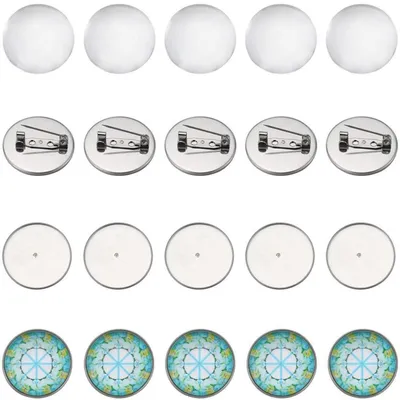 Immagine prodotto di Set di basi per spille in acciaio inossidabile con cabochon in vetro da 20 mm, confezione da 40 pezzi