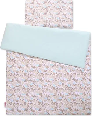 Immagine prodotto di set di biancheria da letto per neonati in cotone 2 pezzi - foglie beige