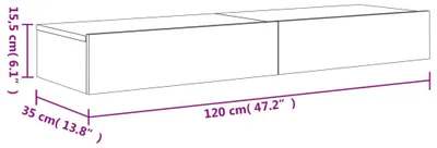 Obrázek produktu pro TV skříňky s LED světly 2 ks. Betonová šedá 60x35x15,5 cm