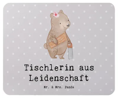 Produktbild von Mr. & Mrs. Panda Mouse Pad Tischlerin Leidenschaft - Grau Pastell - Geschenk, Mauspad, mausteppich, computer mousepad, mousematte
