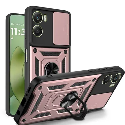 Produktbild von Outdoor Panzer Hülle für Motorola Moto G06 / G06 Power Handyhülle mit Kameraschutz Ringhalter Rosegold