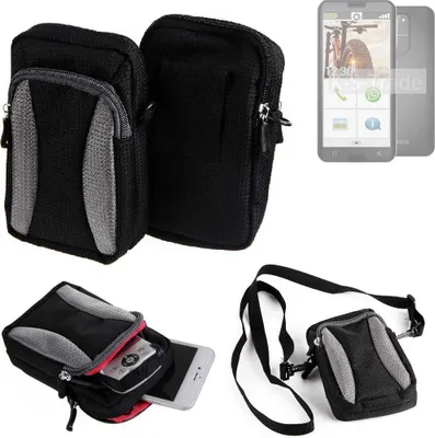 Produktbild von K-S-Trade Holster Schutz Hülle kompatibel mit Emporia smart.5 Handy Hülle Gürteltasche Umhängetasche mit Zusatzfach schwarz