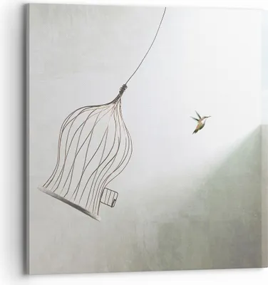 Produktbild von Bild auf Leinwand - Leinwandbild - Einteilig - Flug Vogel Käfig - 70x70cm - Wand Bild - Wanddeko - Wandbilder - Leinwanddruck - Bilder - Wanddekoration - Leinwand bilder - Wandbild - AC70x70-5085