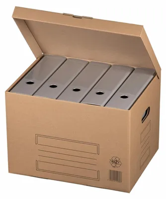 Produktbild von 10x Archivbox mit Klappdeckel und Automatikboden 410x320x285mm braun