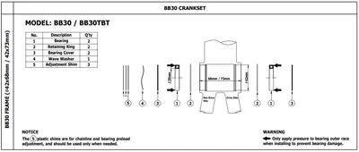 Image de TOKEN BB30 BB30 centre composé Manivelles : BB30 (30mm) Roulement de première qualité, construction robuste, facile à utiliser