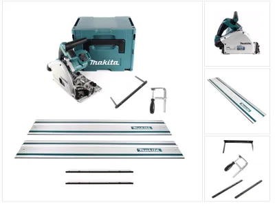 Productafbeelding van Makita DSP 600 ZJ accu invalcirkelzaag 36V (2x 18V) borstelloos + 2x geleiderail + schroefklemmen + geleiderailaansluiting + afkortaanslag ( 165447-6 ) + Makpac - zonder accu, zonder oplader