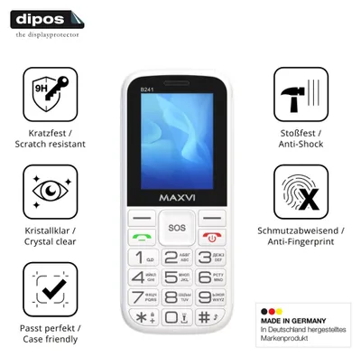 Produktbild von 2x Schutzfolie für Maxvi B241 - Anti-Shock 9H Folie dipos Glass Kunststoffglas