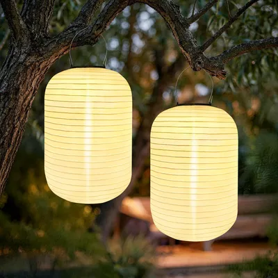 Solar-Hängelaternen 2er-Set, 20 cm, warmweiß, IP65, Nylon