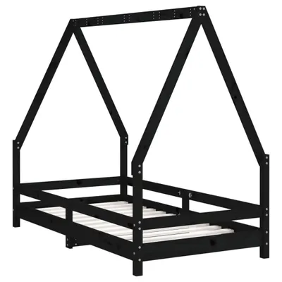 Produktbild von Kinderbett Schwarz 80x160 cm Massivholz Kiefer