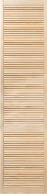 A full-frame shot of a louvered wooden door.