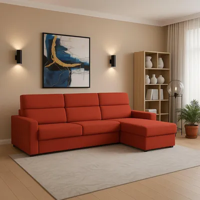 Immagine prodotto di Vigonovo - Divano Fisso con Penisola, 280x160 cm Arancione, Sfoderabile Italy
