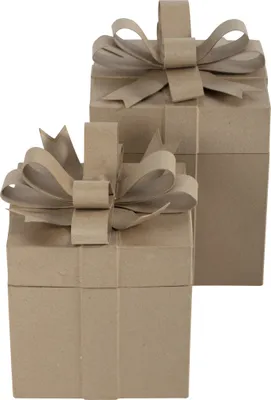 Produktbild von Décopatch Pappmaché Set mit 2 viereckigen Geschenkboxen - Kartonbraun BT080C