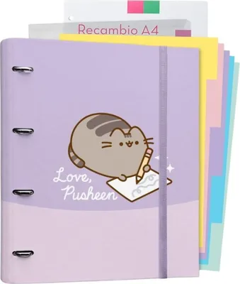 Produktbild von Pusheen - A4-Ordner aus der Moments-Kollektion mit Karten (4 Ringe, Gummiband)