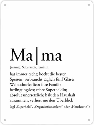 Produktbild von Mama Metallschild mit lustiger Worterklärung Schild Blechschild Emailleschild