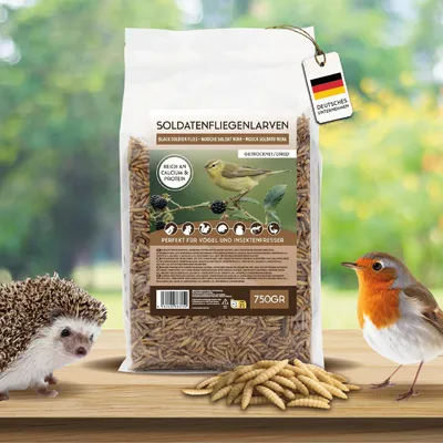 Produktbild von 750 gr Soldatenfliegen getrocknet – Insektensnack Vögel Nager, Koi, Schildkröten-Reptilien