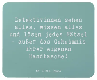 Produktbild von Mr. & Mrs. Panda Mauspad Spruch Detektivin Rätsel - Meeresbrise - Geschenk, Mouse Pad, Berufsalltag, laptop mousepad, Neugier, Beruf, kreative Geschenke, Berufsprodukte