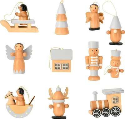 Immagine prodotto di Set di decorazioni natalizie in legno, 12 pezzi