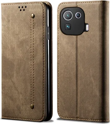 Obrázek produktu pro Xiaomi Mi 11 Pro Pouzdro, Kožené Peněženkové Pouzdro s Magnetickým Uzavíráním a Stojánkem pro Xiaomi Mi 11 Pro Khaki
