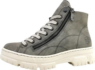 Image de Chaussures de randonnée pour femmes Rieker, bottines à lacets, couleur gris, style décontracté