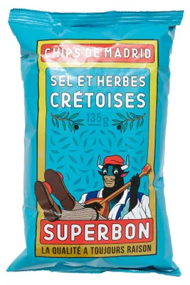 Obrázek produktu pro Superbon Chips Sel Et Herbes Bramborové lupínky Cretoises and Sel 135g