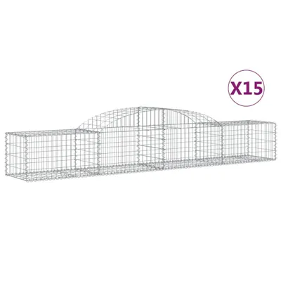 Obrázek produktu pro vidaXL Gabiony s vysokým obloukem 15 ks 300x50x40/60 cm Pozinkované železo