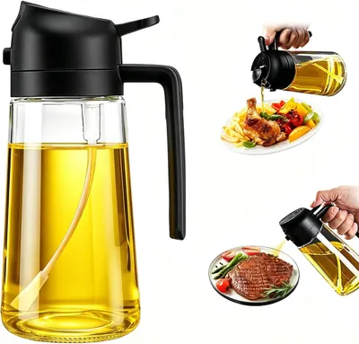 Produktbild von Ölsprüher, 470ml Öl Sprühflasche für Speiseöl und Olivenöl, 2 in 1 Ölspray Ölzerstäuber,Feiner Sprühspender für Küche, Salat, Grillen Backen