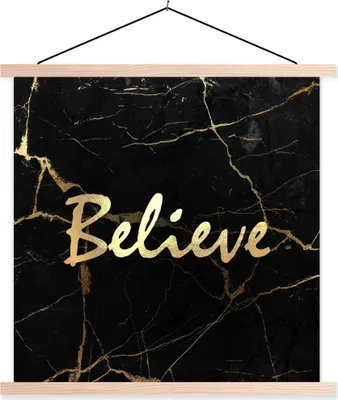 Produktbild von MuchoWow® Textilposter Zitat - Hoffnung - Gold - Marmor 120x120 cm mit holzfarbenen Rahmen - Textil-Poster