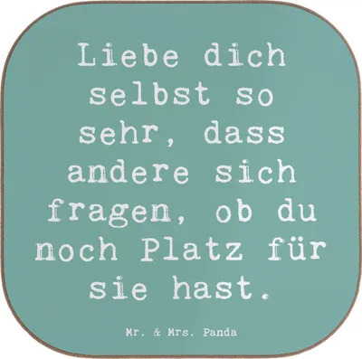 Produktbild von Mr. & Mrs. Panda Tassenuntersetzer Spruch Selbstakzeptanz Liebe - Meeresbrise - Geschenk, Untersetzer für Gläser, sich selbst lieben, Stimmung, Wertschätzung, Coaster