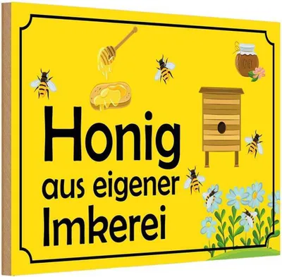 Produktbild von vianmo Holzschild 12x18 cm Honig aus eigener Imkerei Hofladen Marktstand Laden