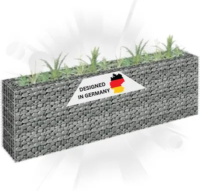 Produktbild von DELUKE® Gabionen Hochbeet ROON aus Stahl | 180x30x60cm | Steinkorb Gabionengitter Ziergabione Steingabione Drahtkorb befüllbar