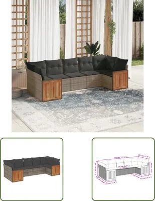 Produktbild von The Living Store 7-tlg. Garten-Sofagarnitur mit Kissen Grau Poly Rattan