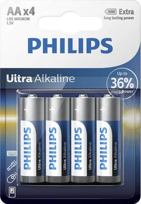Produktbild von Philips Akku LR6E4B/10, Einwegbatterie, Alkali, 1,5 V, 4 Stück(e), 14,5 mm, 50,5 mm