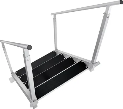 Immagine prodotto di Scaletta per banchina SucceBuy, 4 gradini, portata 500 lbs, altezza regolabile 30'-38'', in alluminio con doppio corrimano e tappetino antiscivolo per barche, laghi, piscine, imbarchi marini.