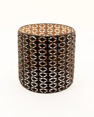 Produktbild von Gothic Lampenschirm aus Metall Schwarz-Gold 26 cm