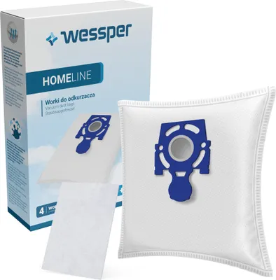 Zdjęcie produktu dla Wessper worki do odkurzaczy Zelmer, Fakir, Quigg, np. Voyager Twix, Cobra, Clarris, Elf, Odyssey, Aquawelt, Ares, Clarris, Duo Prestige, Twist, 4 sztuki w tym 3 filtry