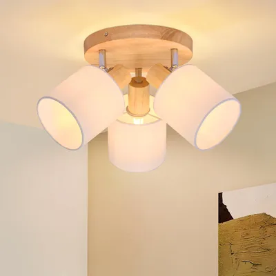 Obrázok produktu pre ZMH stropné reflektory 3 plamene okrúhle drevo LED stropné svietidlo reflektor E14 reflektor 350° pre kuchyňu obývaciu izbu spálňu chodbu (bez žiarovky)